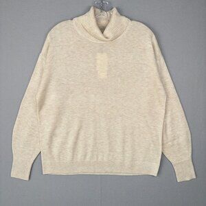 TREASURE & BOND Turtleneck Sweater XS Oatmeal Drop Shoulder Fine Gauge Casual